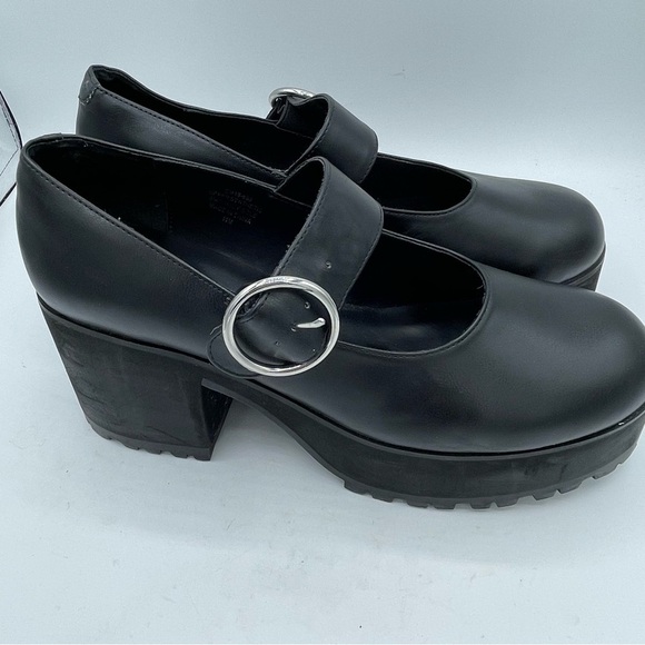 Current Mood Dolls Kill Womens Size 11 Mary Jane Platform Shoes Black Buckle - Picture 3 of 7